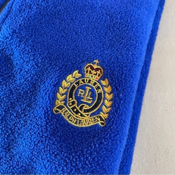 Lauren Ralph Crown Crest Blue Fleece 1/4 Zip Pullover Jacket PS - Picture 3 of 6